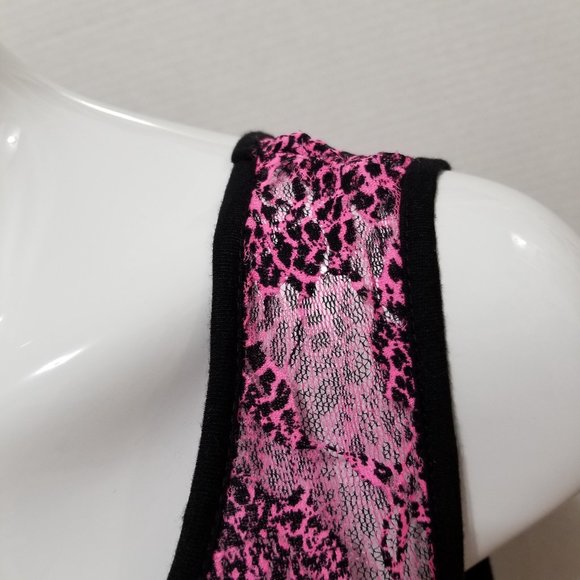 Free Kisses top 1X NWT unlined leopard print lace upper panel peplum sleeveless - Picture 7 of 9
